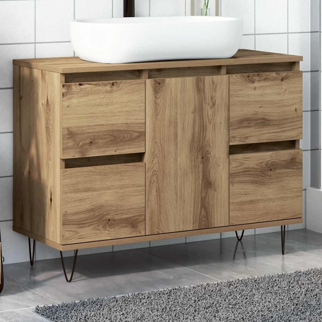 vidaXL Шкаф за баня дъб артизан 80x33x60 см инженерно дърво
