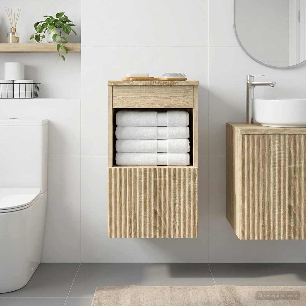 vidaXL Шкаф за баня Дъб сонома 30 x 41 x 50 см Инженерна дървесина