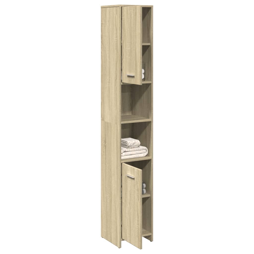 vidaXL Шкаф за баня дъб сонома 30x30x1835 см инженерно дърво