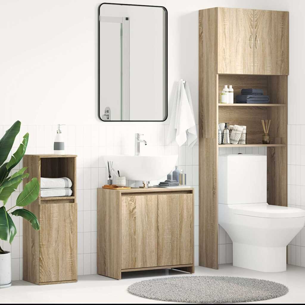 vidaXL Шкаф за баня дъб сонома 60x33x60 см инженерно дърво