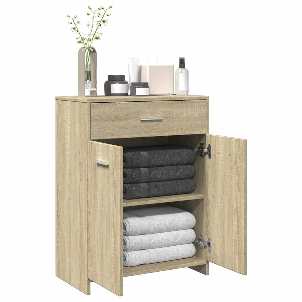 vidaXL Шкаф за баня дъб сонома 60x33x80 см инженерно дърво