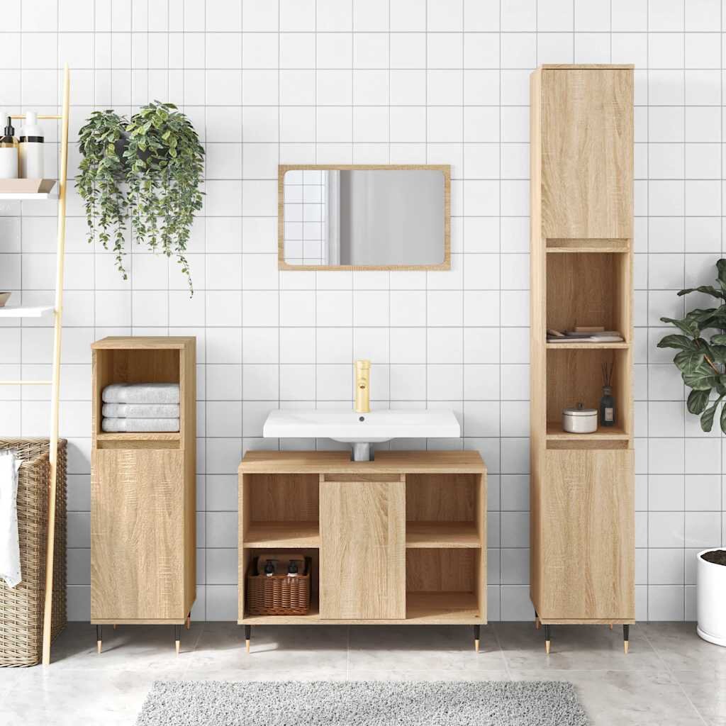 vidaXL Шкаф за баня дъб сонома 80x33x60 см инженерно дърво