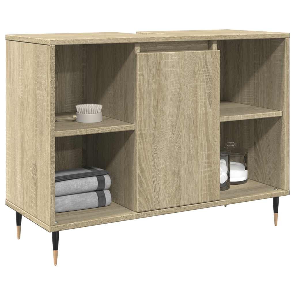 vidaXL Шкаф за баня дъб сонома 80x33x60 см инженерно дърво