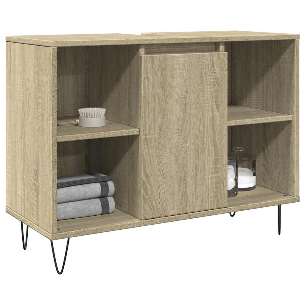 vidaXL Шкаф за баня дъб сонома 80x33x60 см инженерно дърво