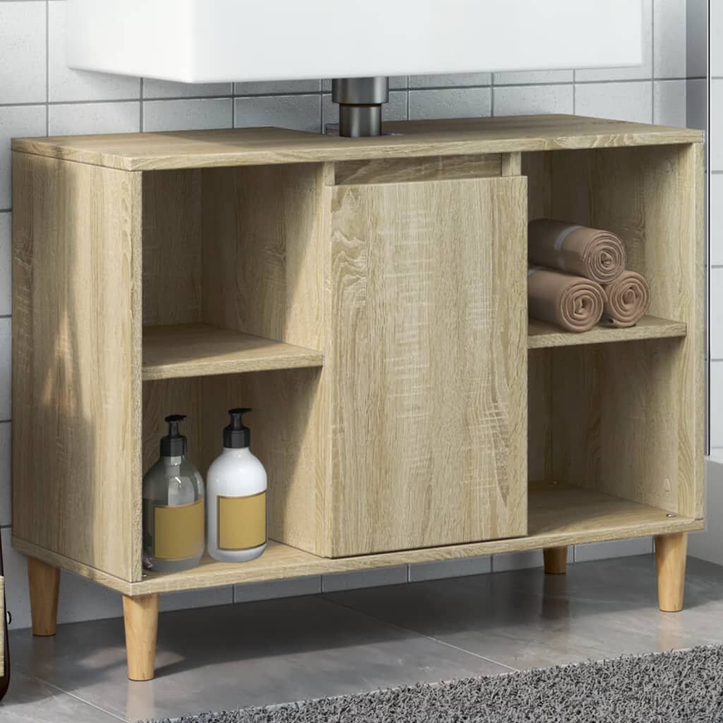 vidaXL Шкаф за баня дъб сонома 80x33x60 см инженерно дърво