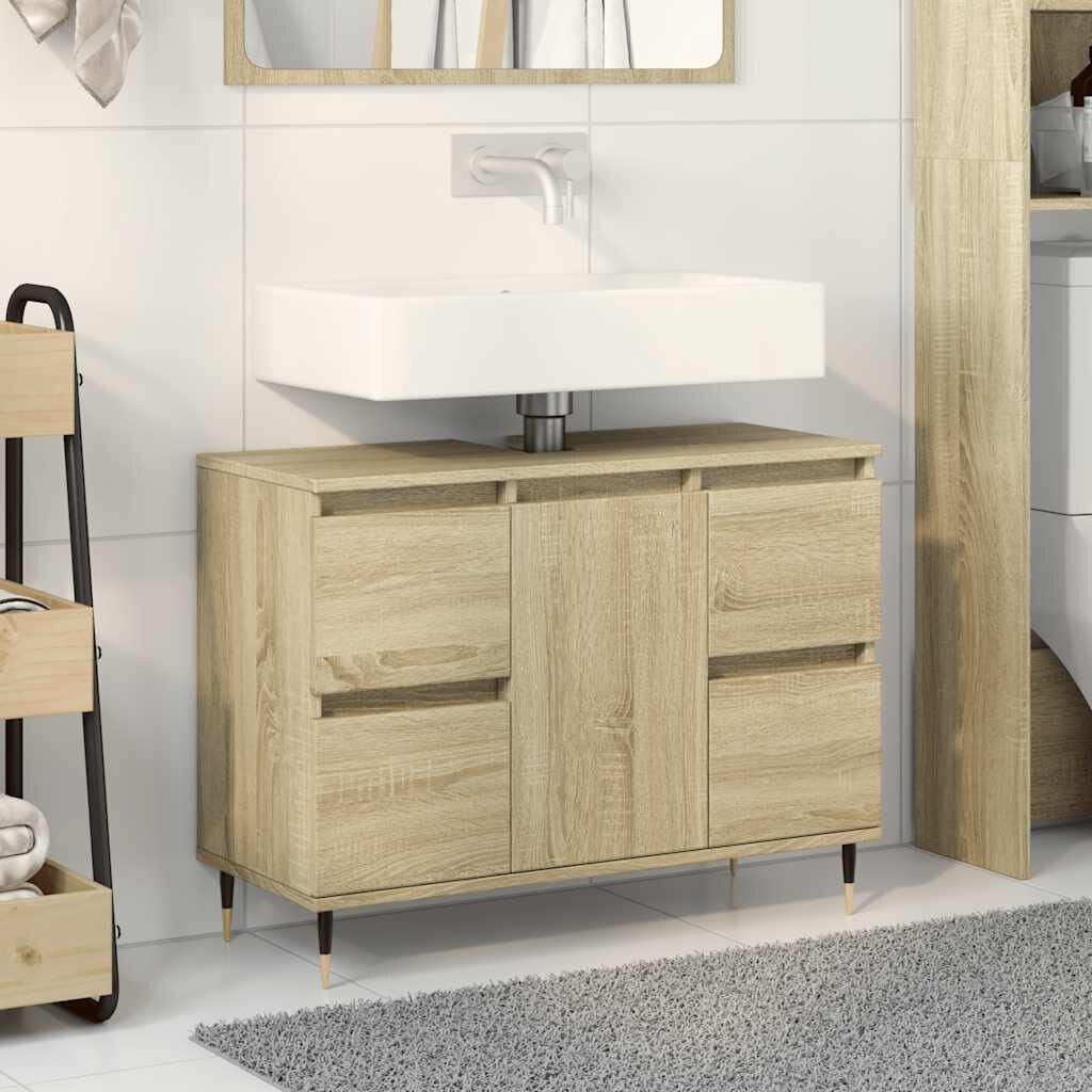 vidaXL Шкаф за баня дъб сонома 80x33x60 см инженерно дърво