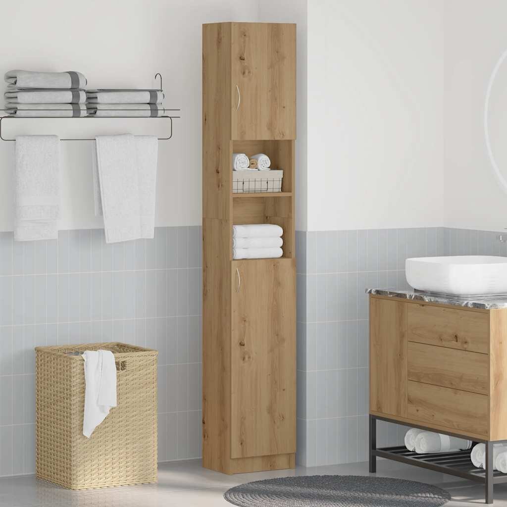 vidaXL Шкаф за баня дъбов 32x255x190 см инженерно дърво