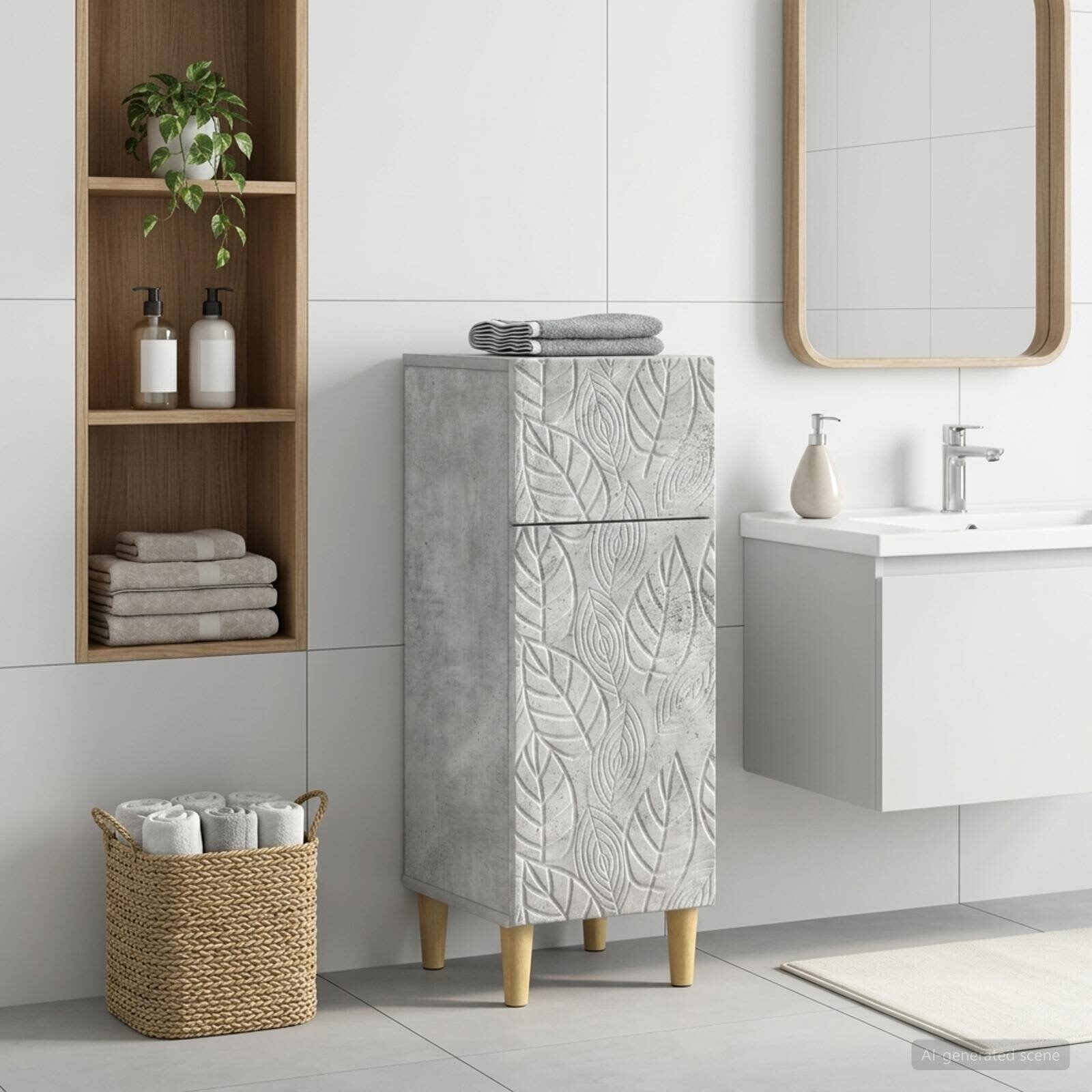 vidaXL Шкаф за баня DELFT Бетонно сиво 30 x 31 x 80 см
