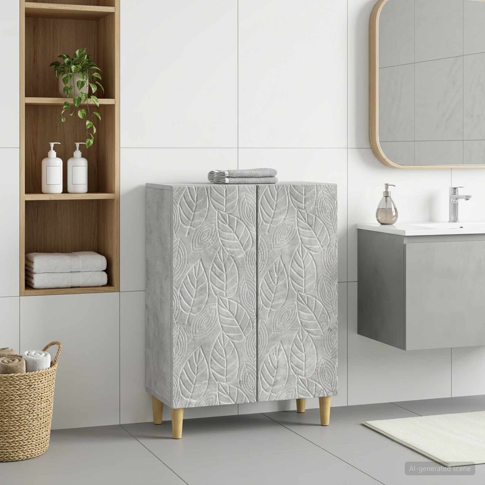 vidaXL Шкаф за баня DELFT Бетонно сиво 595 x 31 x 80 см