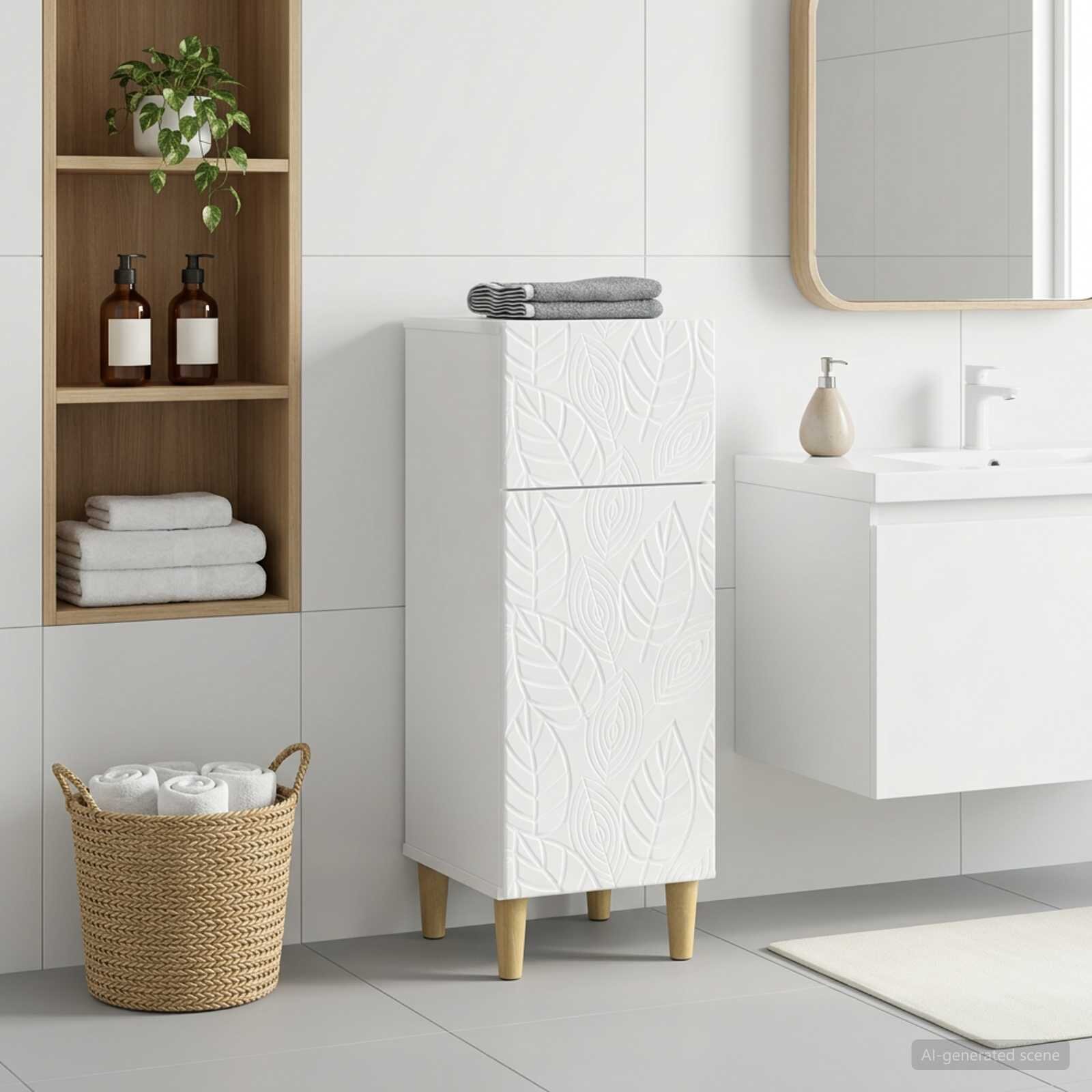 vidaXL Шкаф за баня DELFT Бял гланц 30 x 31 x 80 см