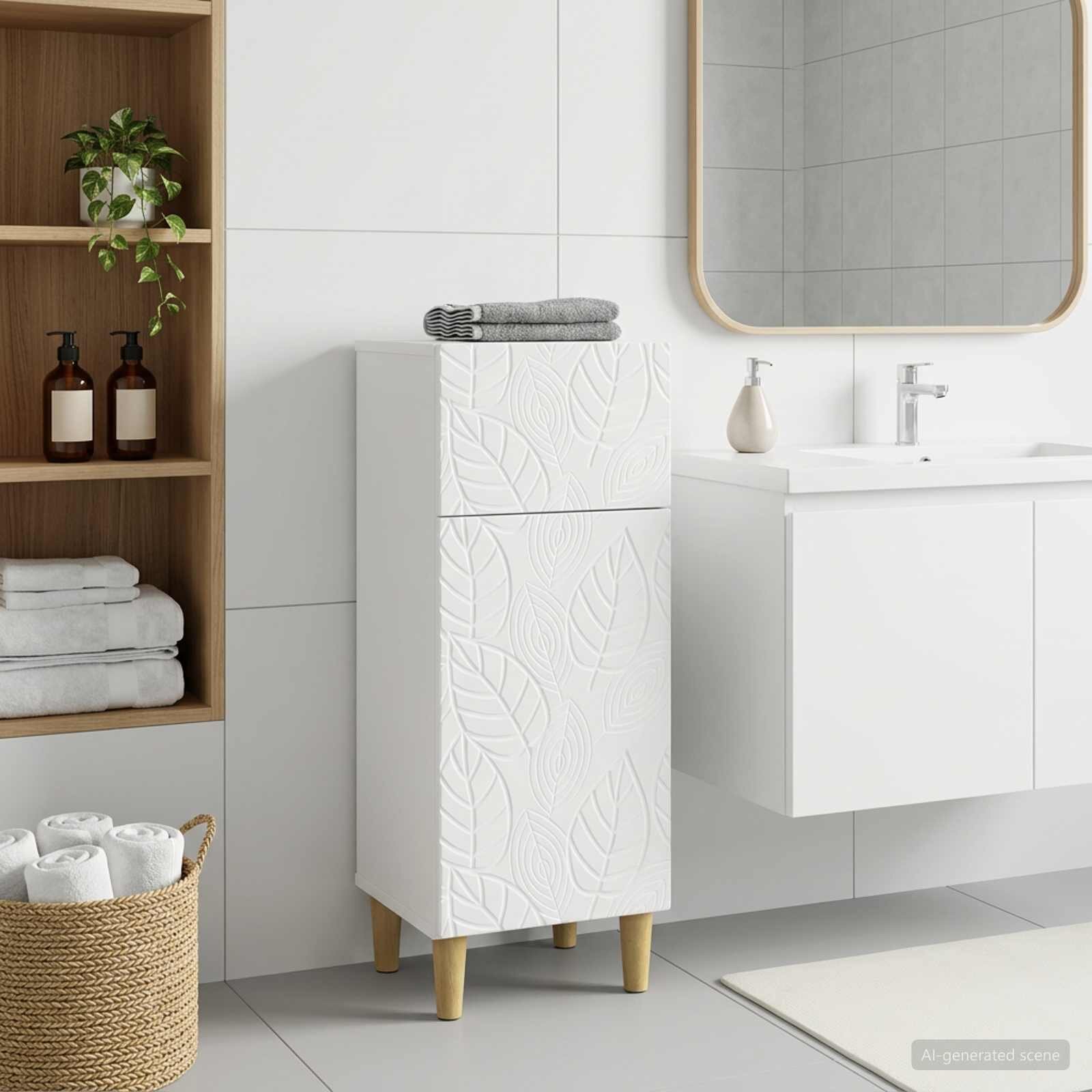 vidaXL Шкаф за баня DELFT Бяло 30 x 31 x 80 см Инженерна дървесина