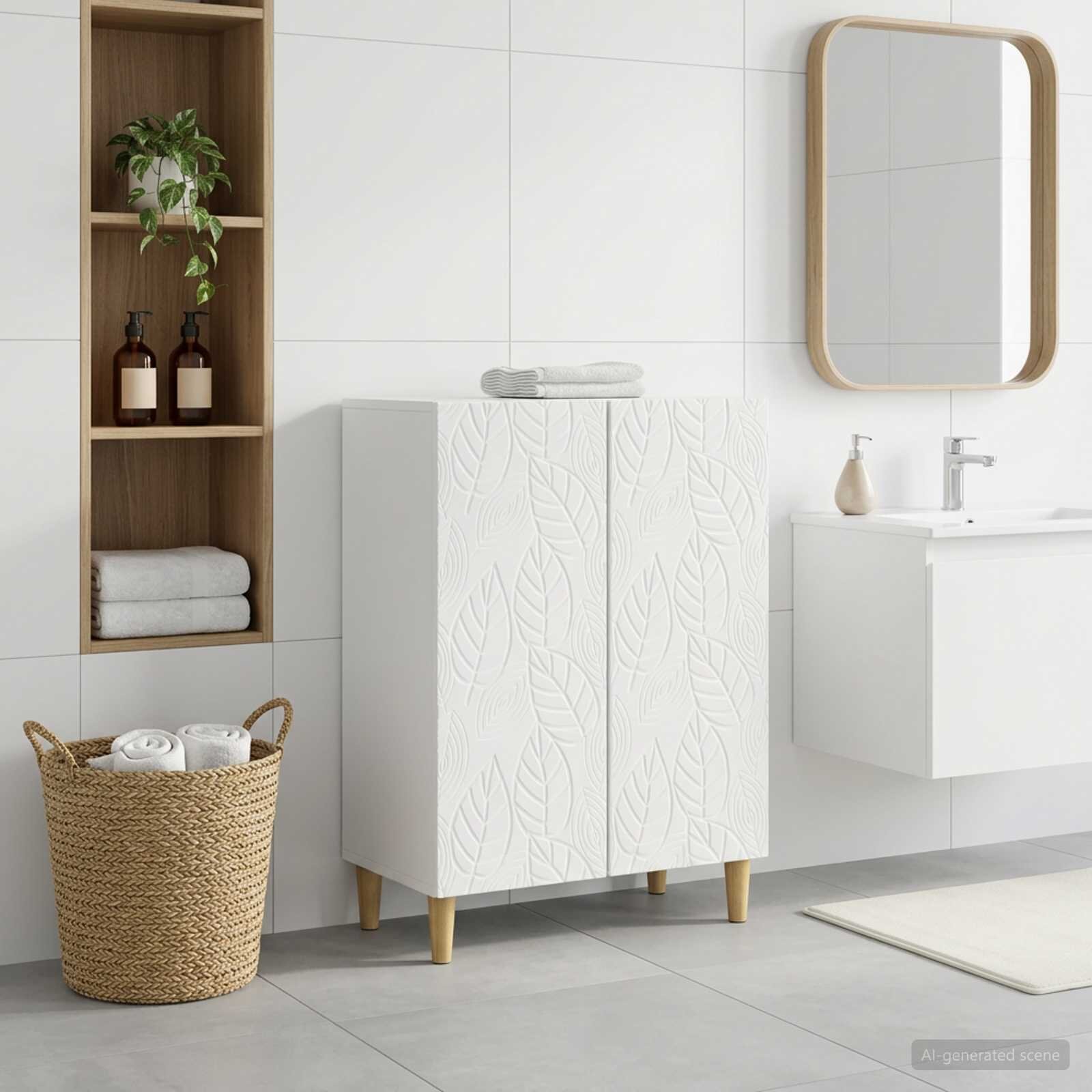 vidaXL Шкаф за баня DELFT Бяло 595 x 31 x 80 см Инженерна дървесина