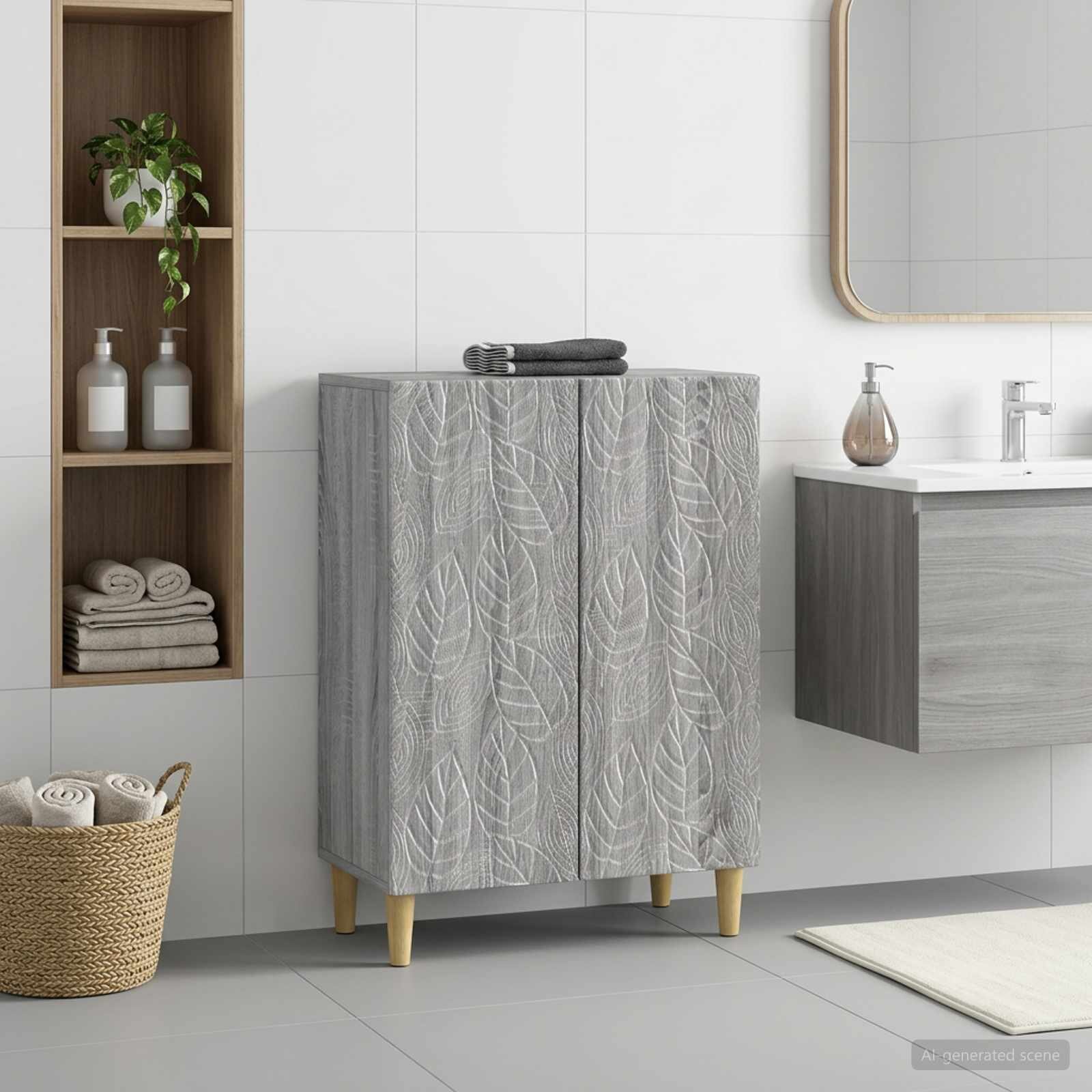 vidaXL Шкаф за баня DELFT Сив Сонома 595 x 31 x 80 см