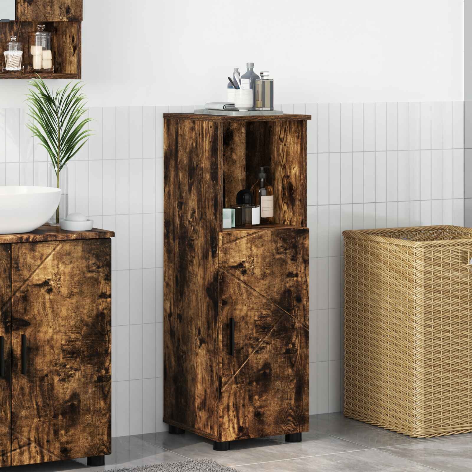 vidaXL Шкаф за баня Димян дъб 30 x 35 x 95 см