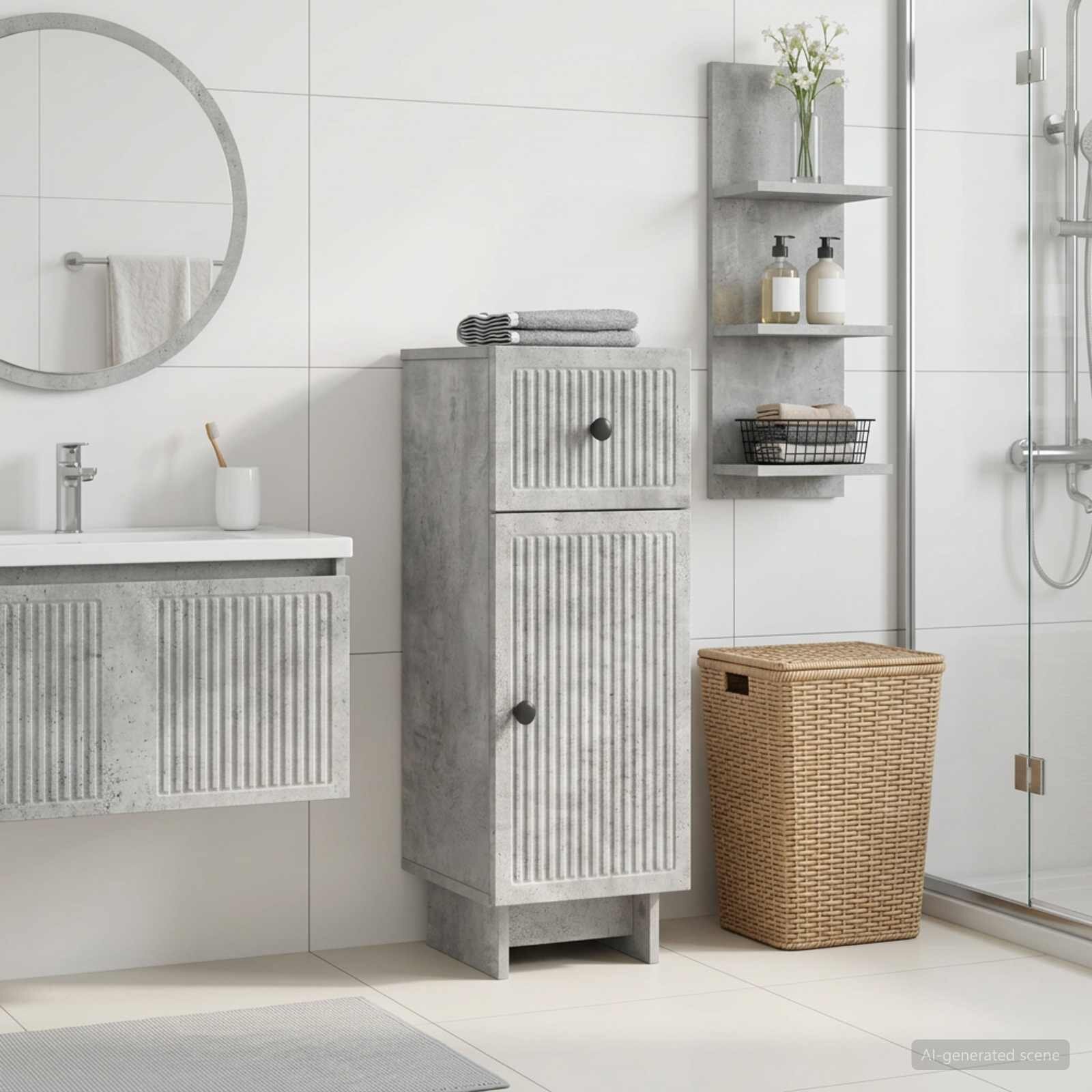 vidaXL Шкаф за баня EDE Бетонно сиво 30 x 31 x 80 см