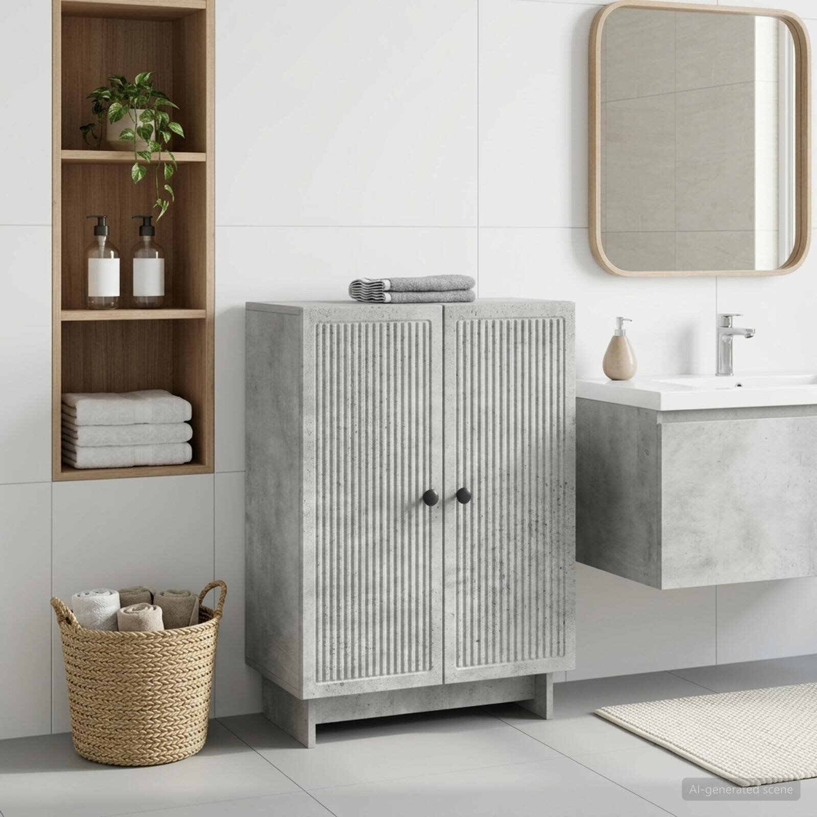 vidaXL Шкаф за баня EDE Бетонно сиво 595 x 31 x 80 см