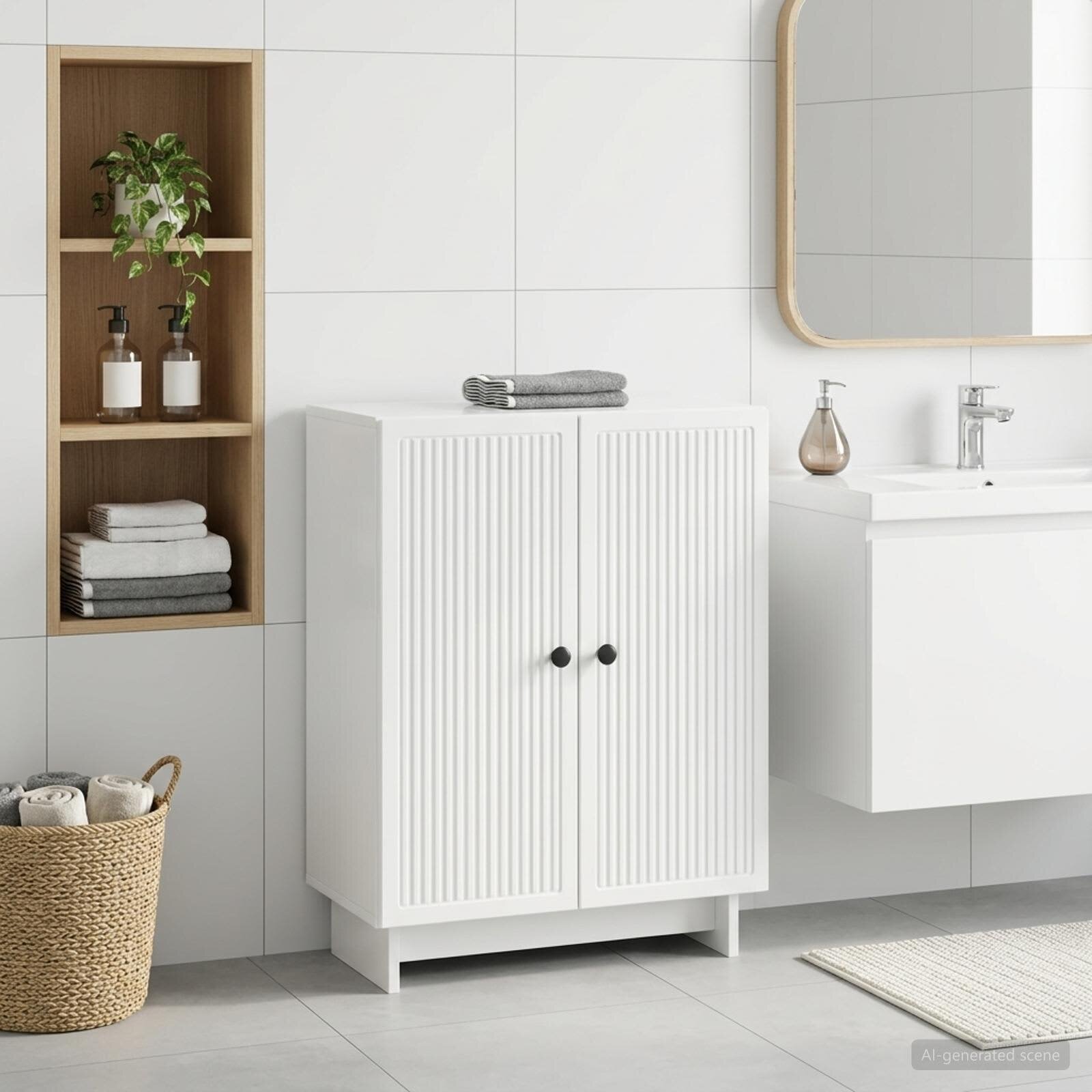 vidaXL Шкаф за баня EDE Бял гланц 595 x 31 x 80 см