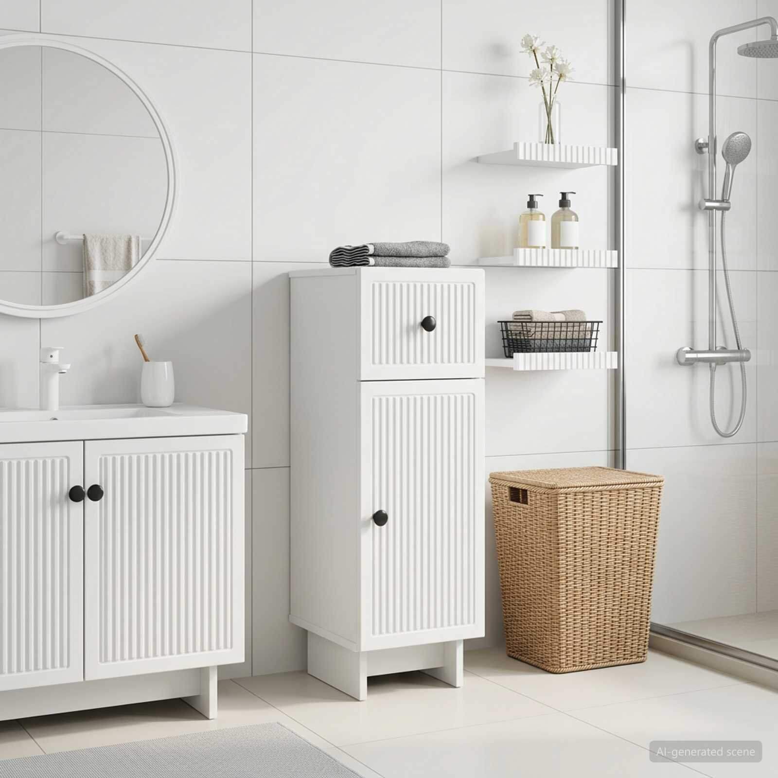 vidaXL Шкаф за баня EDE Бяло 30 x 31 x 80 см Инженерна дървесина