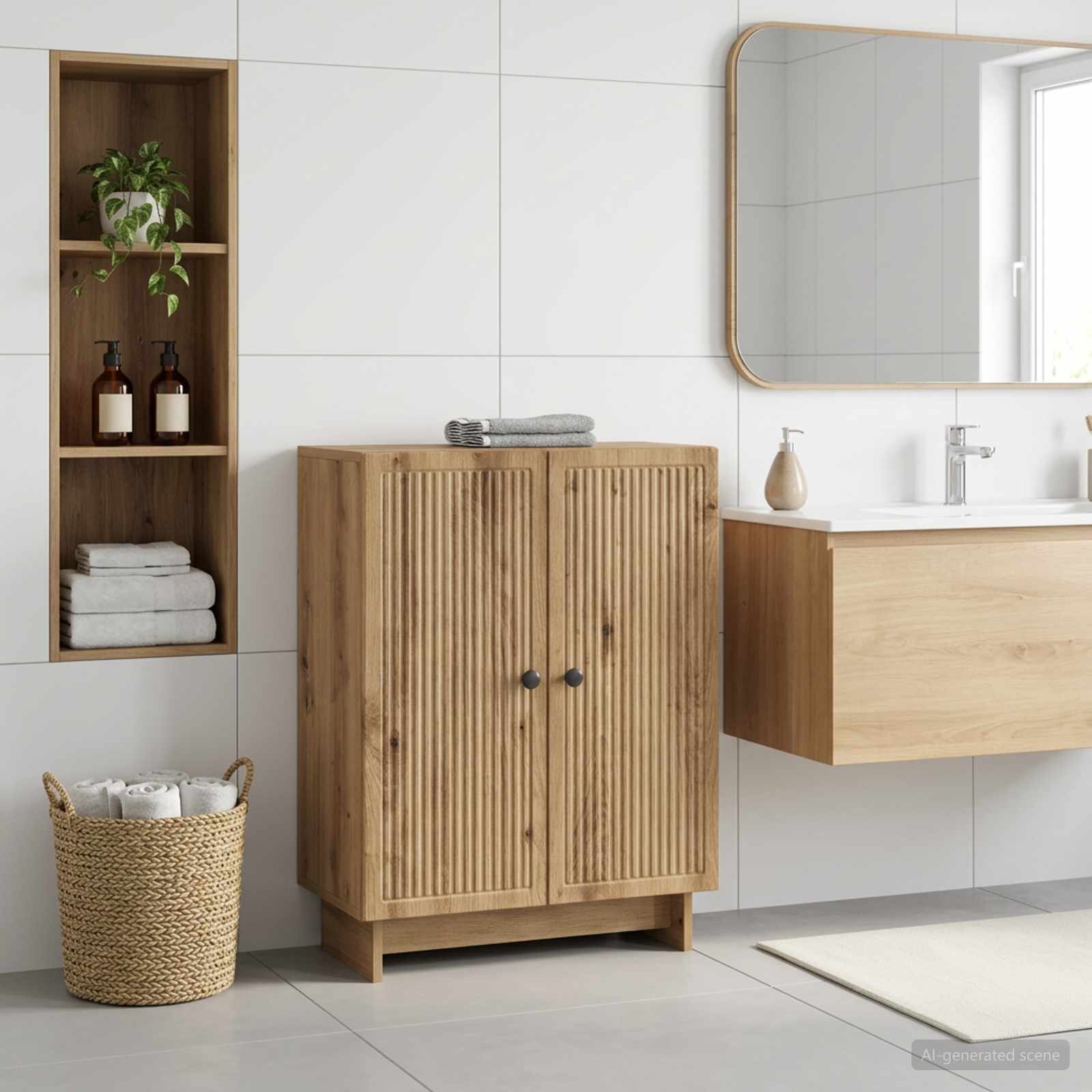 vidaXL Шкаф за баня EDE Дъб артизан 595 x 31 x 80 см
