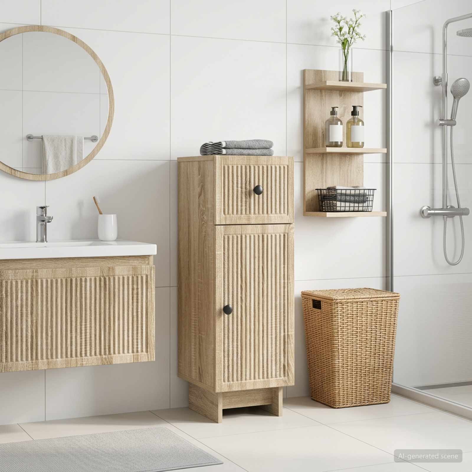 vidaXL Шкаф за баня EDE Дъб сонома 30 x 31 x 80 см Инженерна дървесина