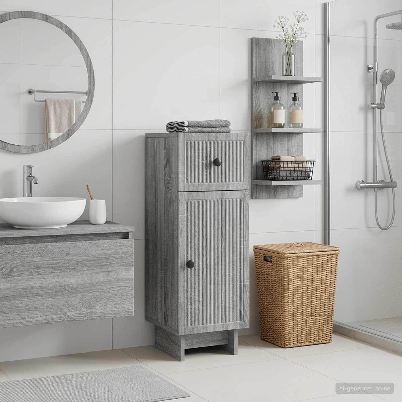 vidaXL Шкаф за баня EDE Сив Сонома 30 x 31 x 80 см Инженерна дървесина