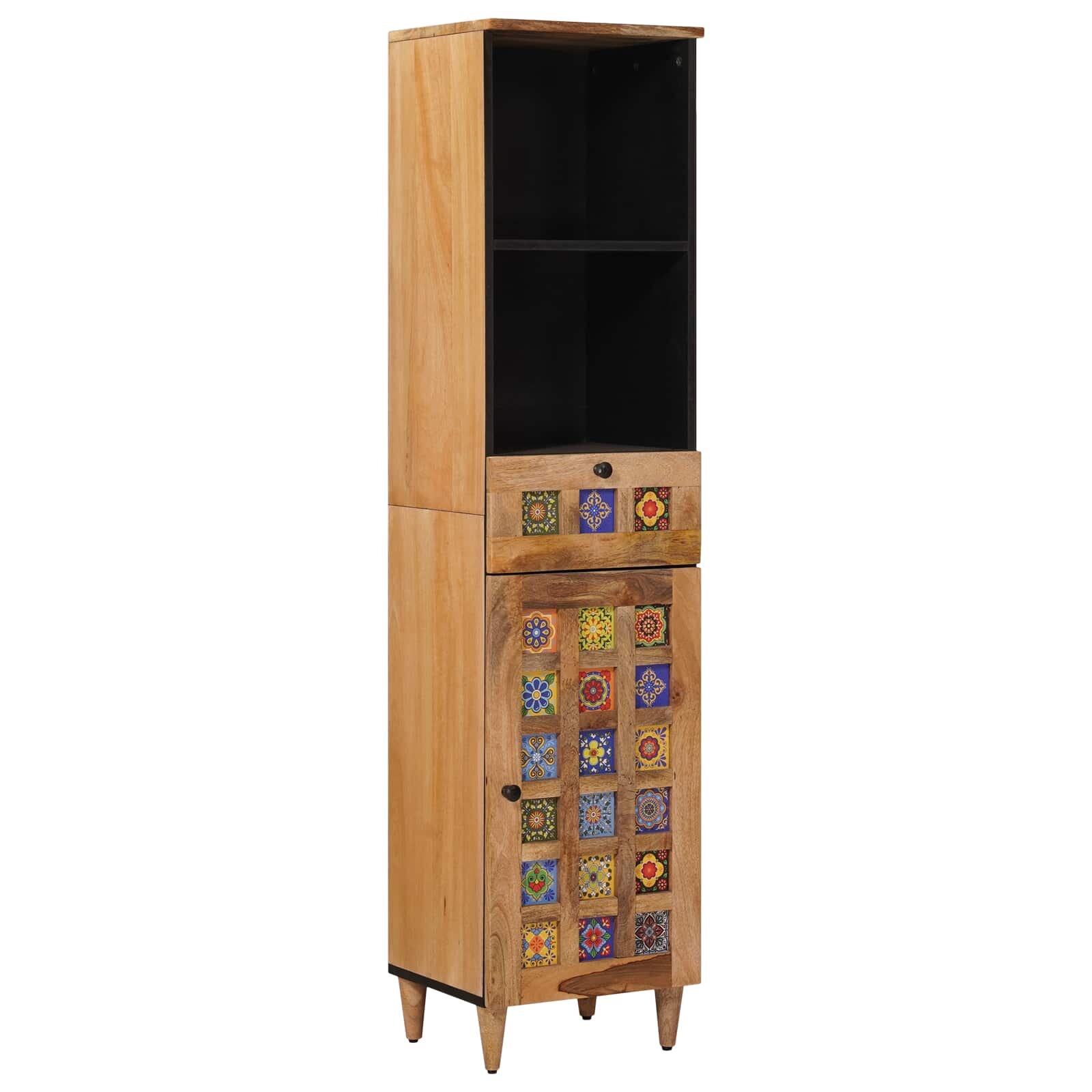 vidaXL Шкаф за баня Естествен 38 x 33 x 160 см Солидно мангово дърво