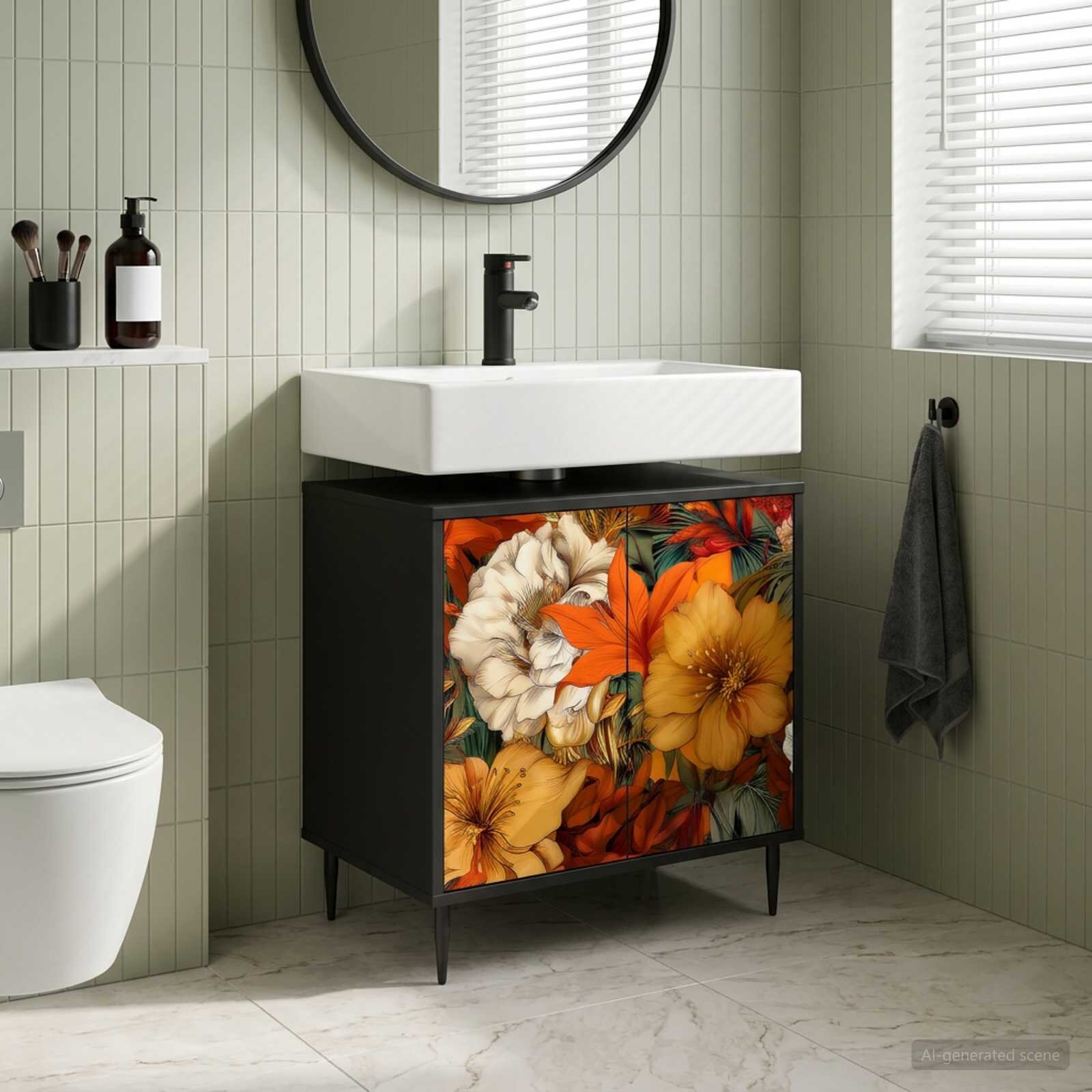 vidaXL Шкаф за баня GENNEP Черен дъб 60 x 40 x 61 см