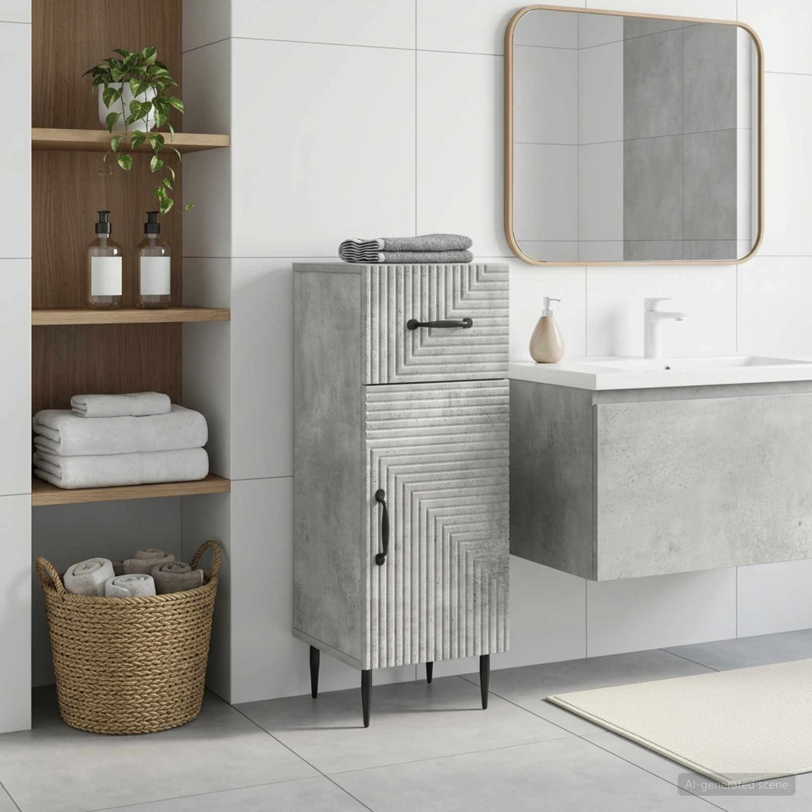 vidaXL Шкаф за баня HAARLEM Бетонно сиво 30 x 31 x 80 см