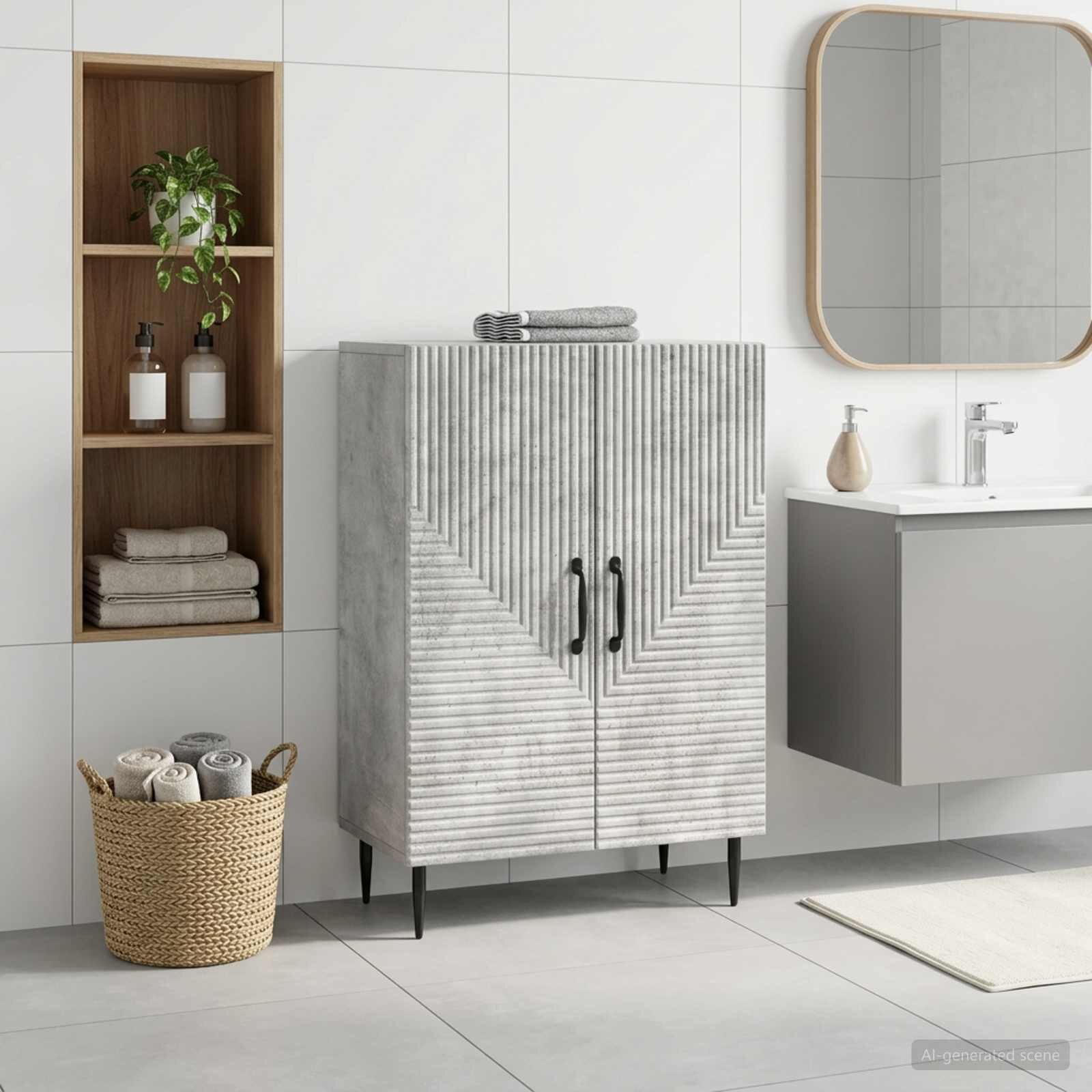 vidaXL Шкаф за баня HAARLEM Бетонно сиво 595 x 31 x 80 см