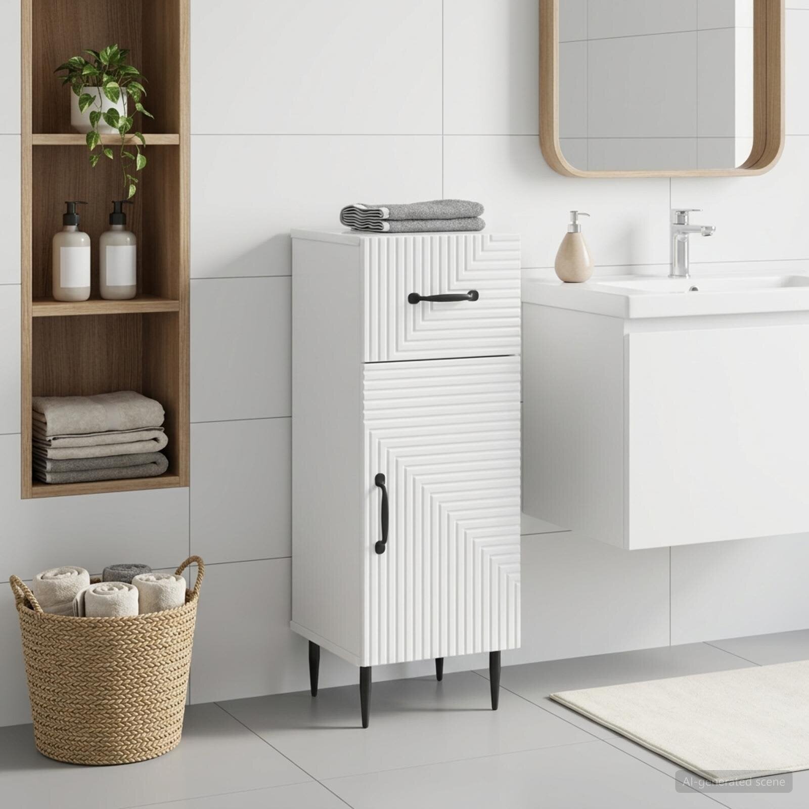 vidaXL Шкаф за баня HAARLEM Бял гланц 30 x 31 x 80 см