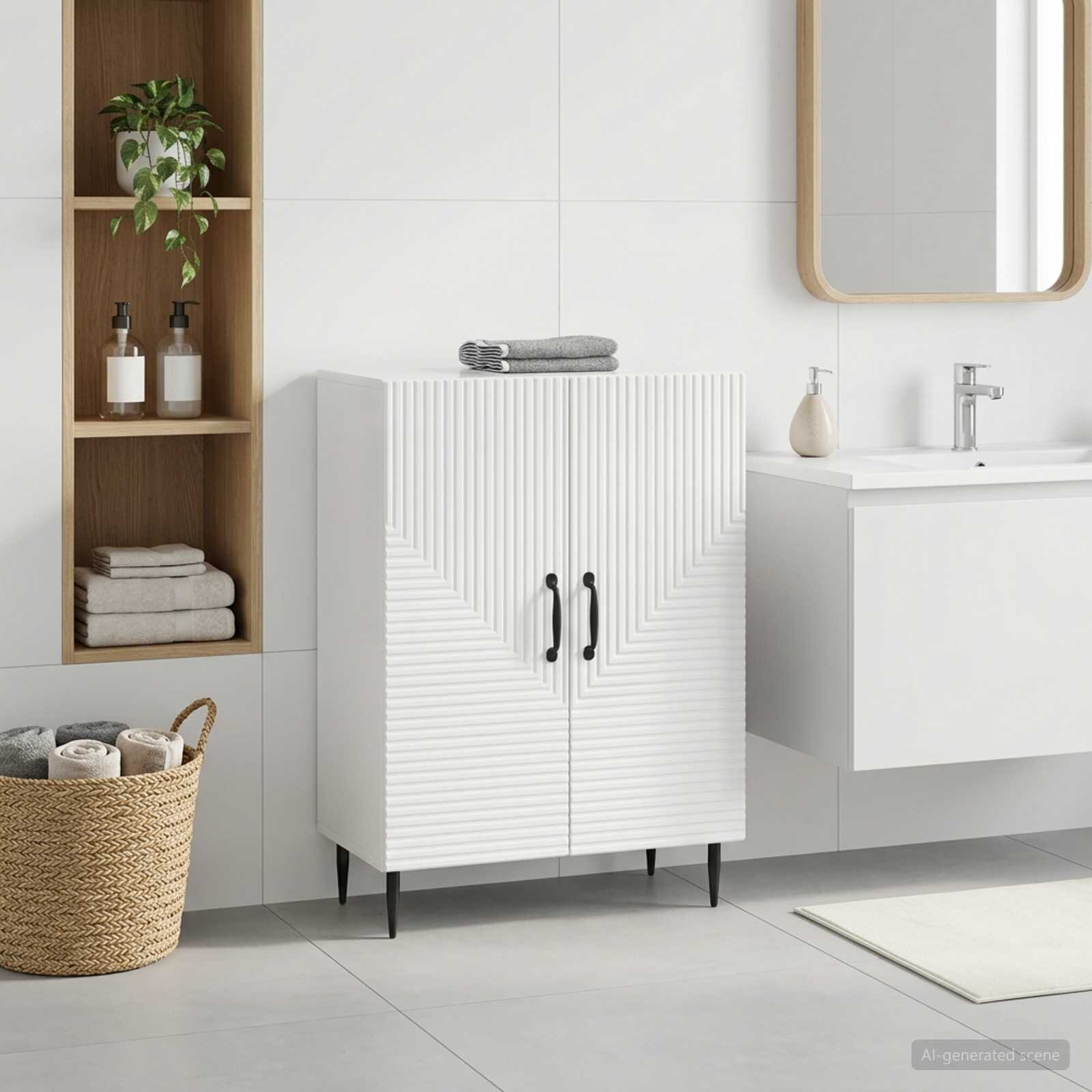 vidaXL Шкаф за баня HAARLEM Бял гланц 595 x 31 x 80 см
