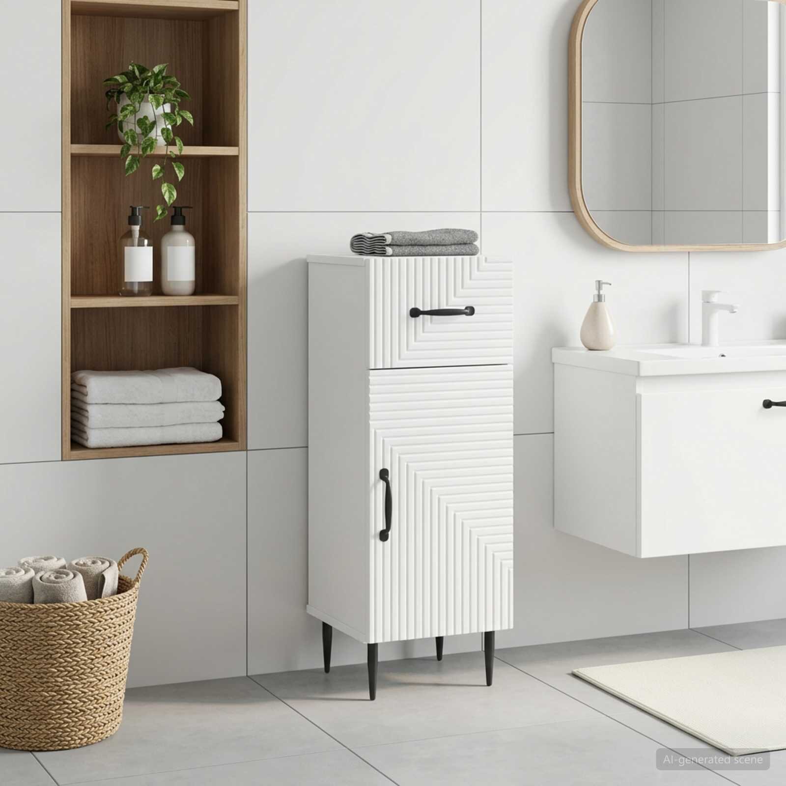 vidaXL Шкаф за баня HAARLEM Бяло 30 x 31 x 80 см Инженерна дървесина