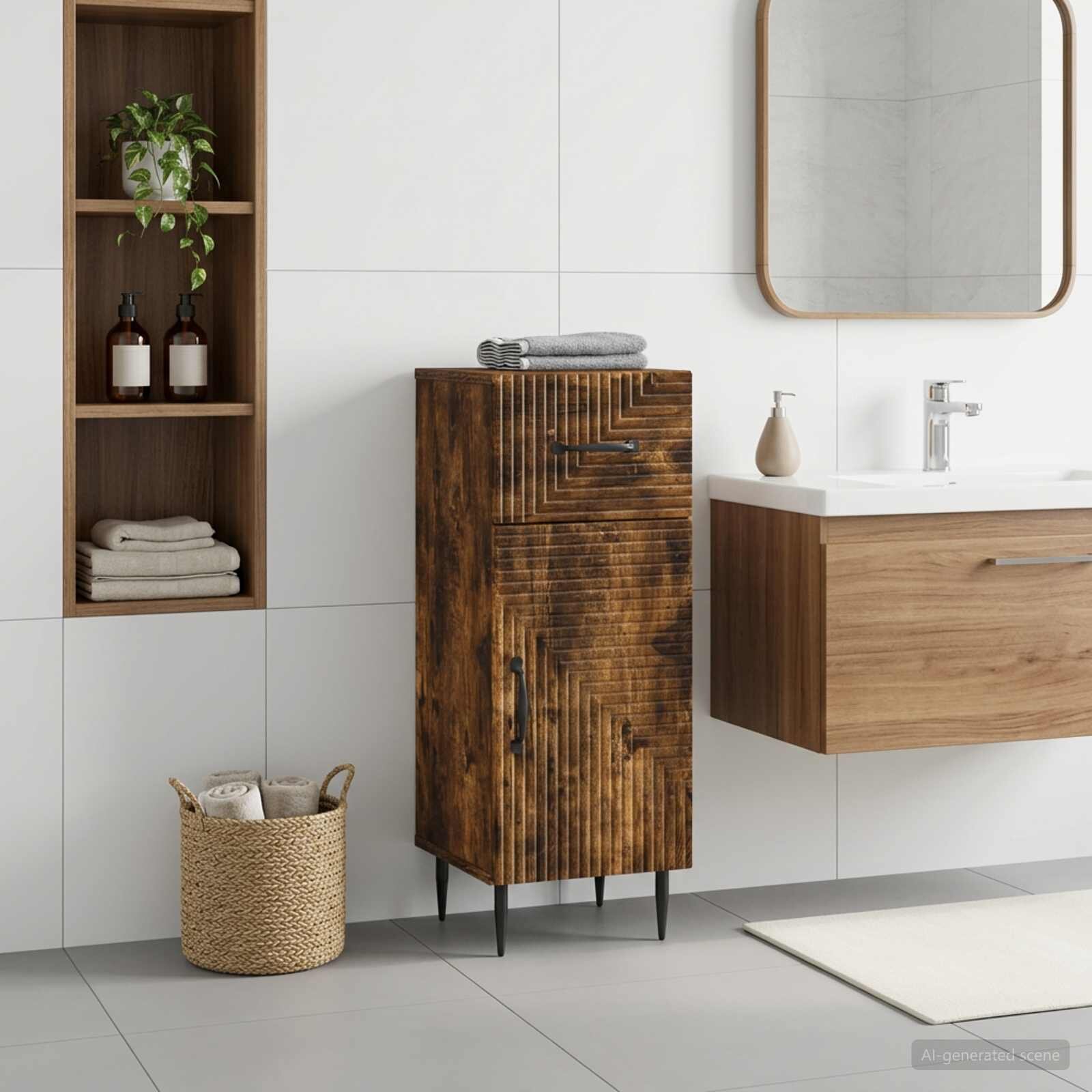 vidaXL Шкаф за баня HAARLEM Опушен дъб 30 x 31 x 80 см