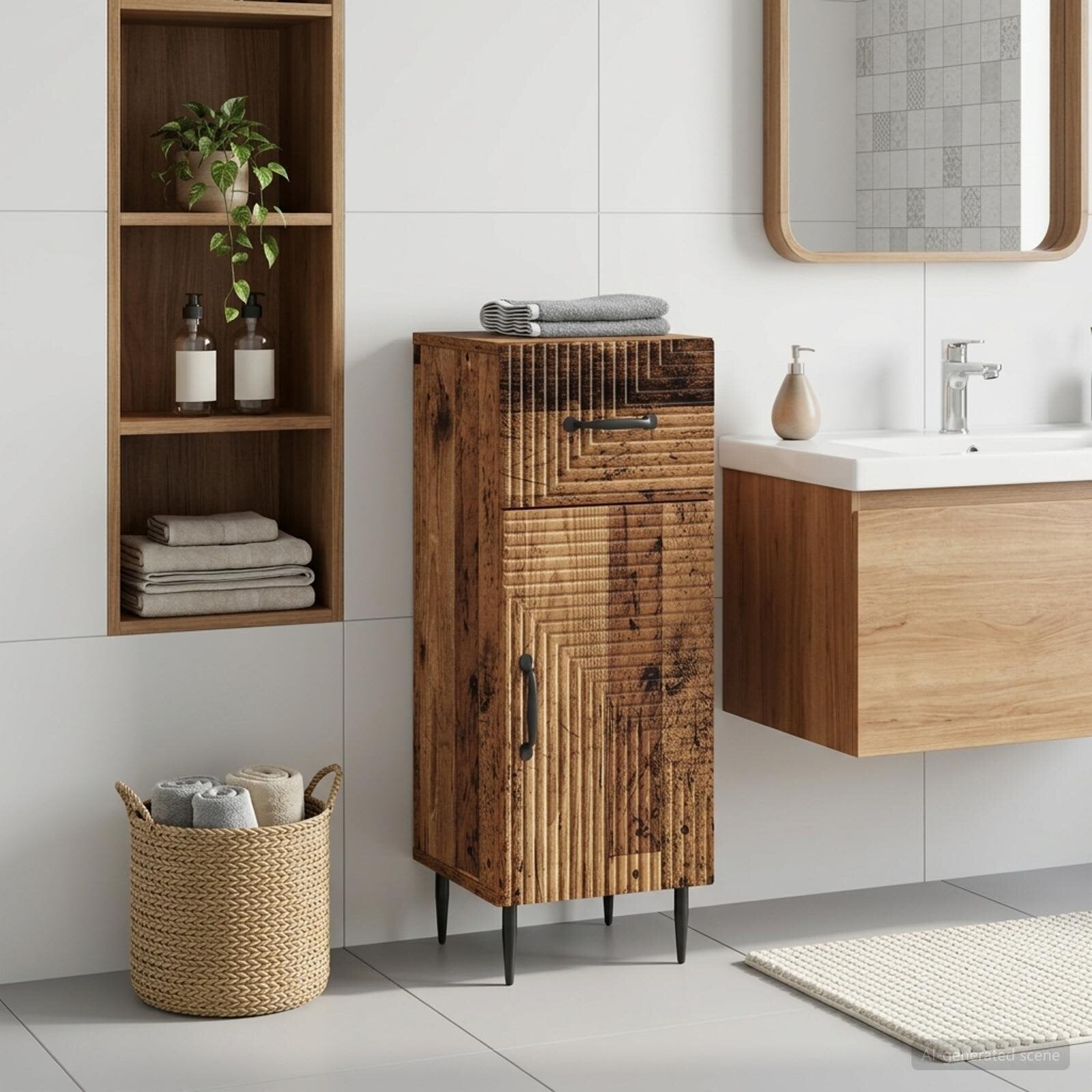 vidaXL Шкаф за баня HAARLEM Старо дърво 30 x 31 x 80 см