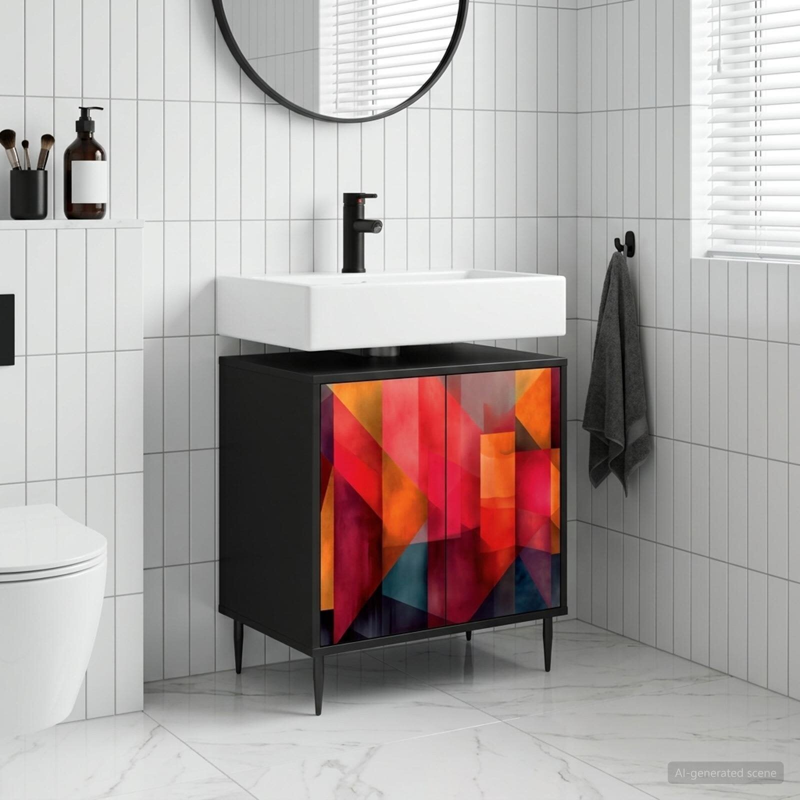 vidaXL Шкаф за баня HEESCH Черен дъб 60 x 40 x 61 см