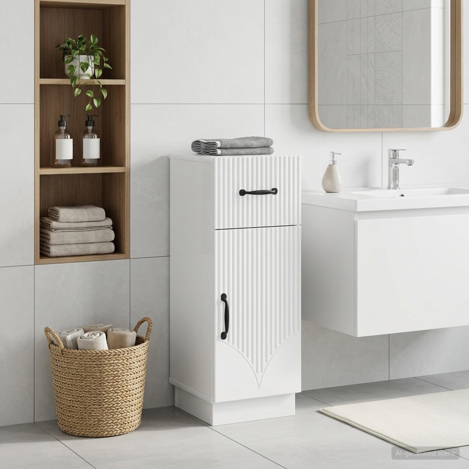vidaXL Шкаф за баня HOORN Бял гланц 30 x 31 x 77 см
