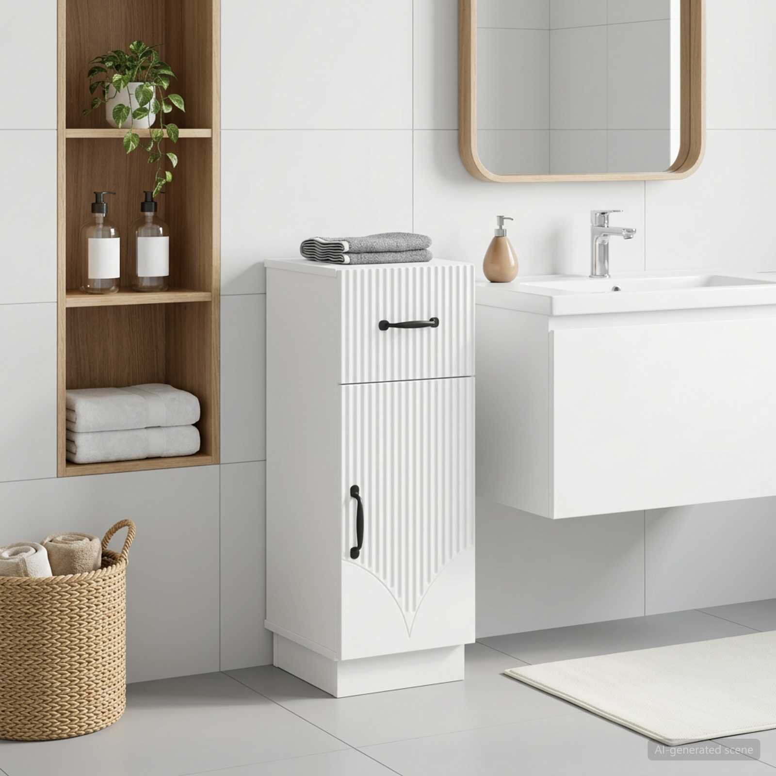 vidaXL Шкаф за баня HOORN Бяло 30 x 31 x 77 см Инженерна дървесина
