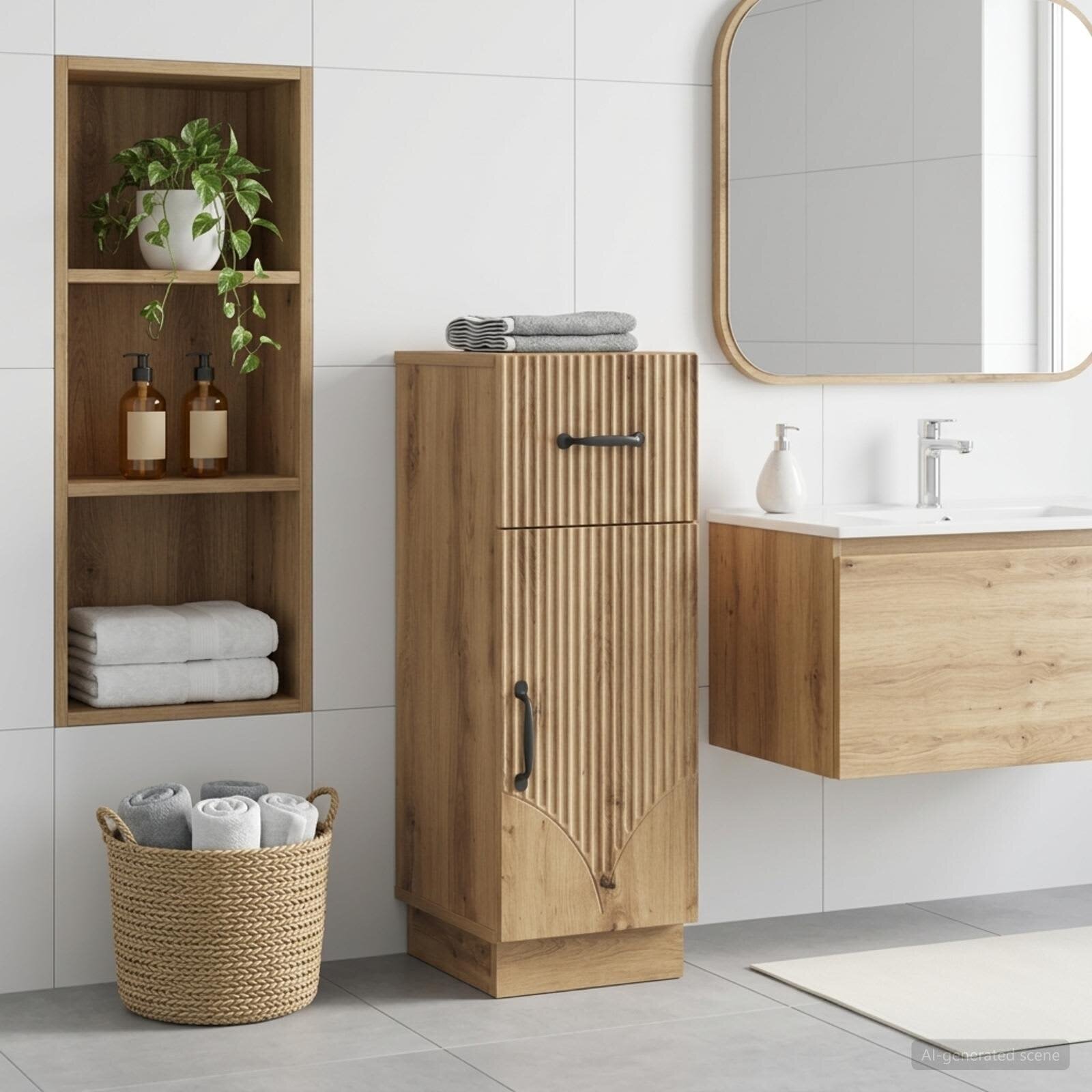 vidaXL Шкаф за баня HOORN Дъб артизан 30 x 31 x 77 см