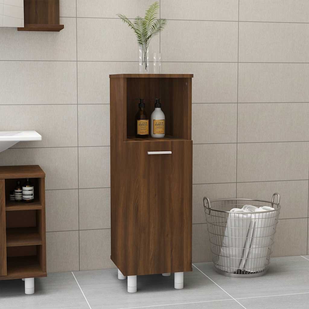 vidaXL Шкаф за баня кафяв дъб 30x30x95 см инженерно дърво