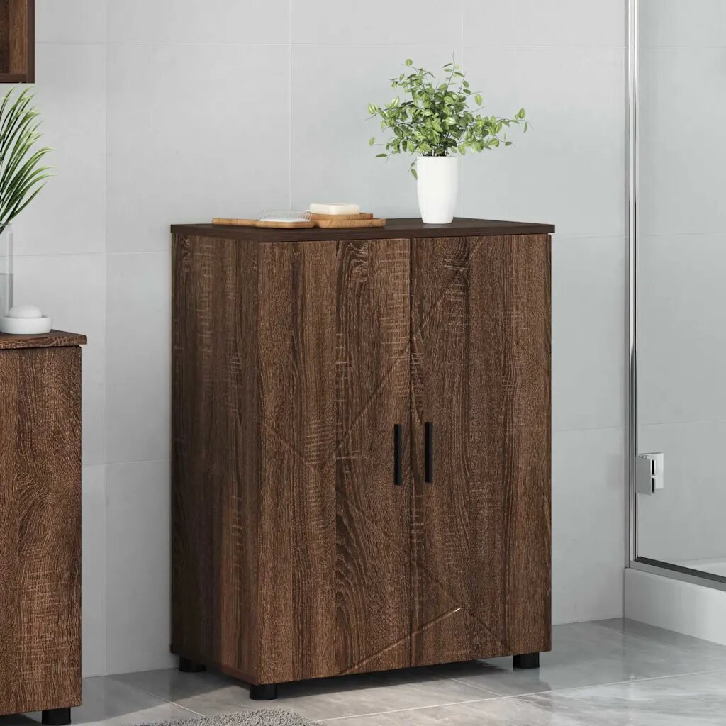 vidaXL Шкаф за баня Кафяв дъб 60 x 35 x 80 см