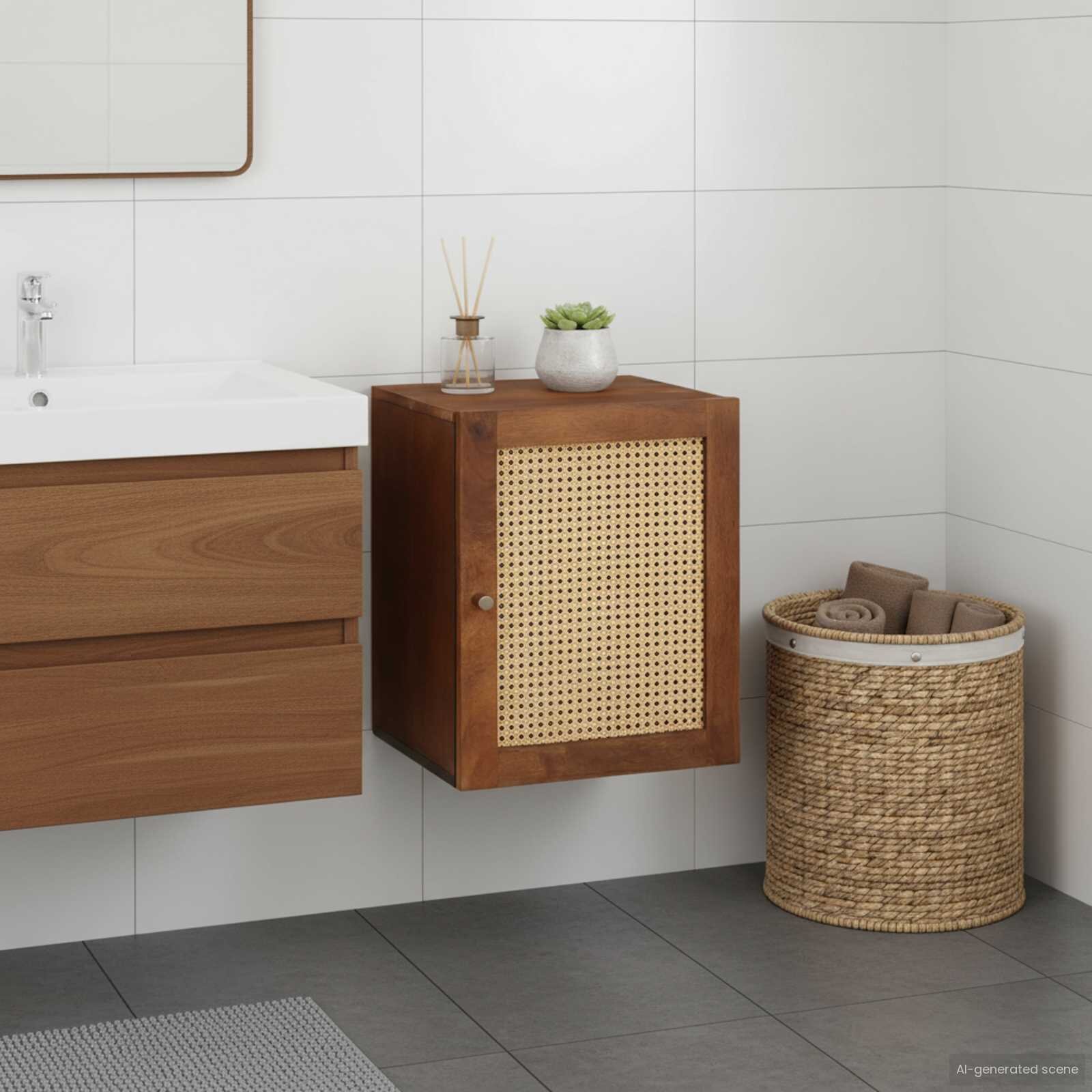vidaXL Шкаф за баня Кафяво 38 x 335 x 48 см Инженерна дървесина