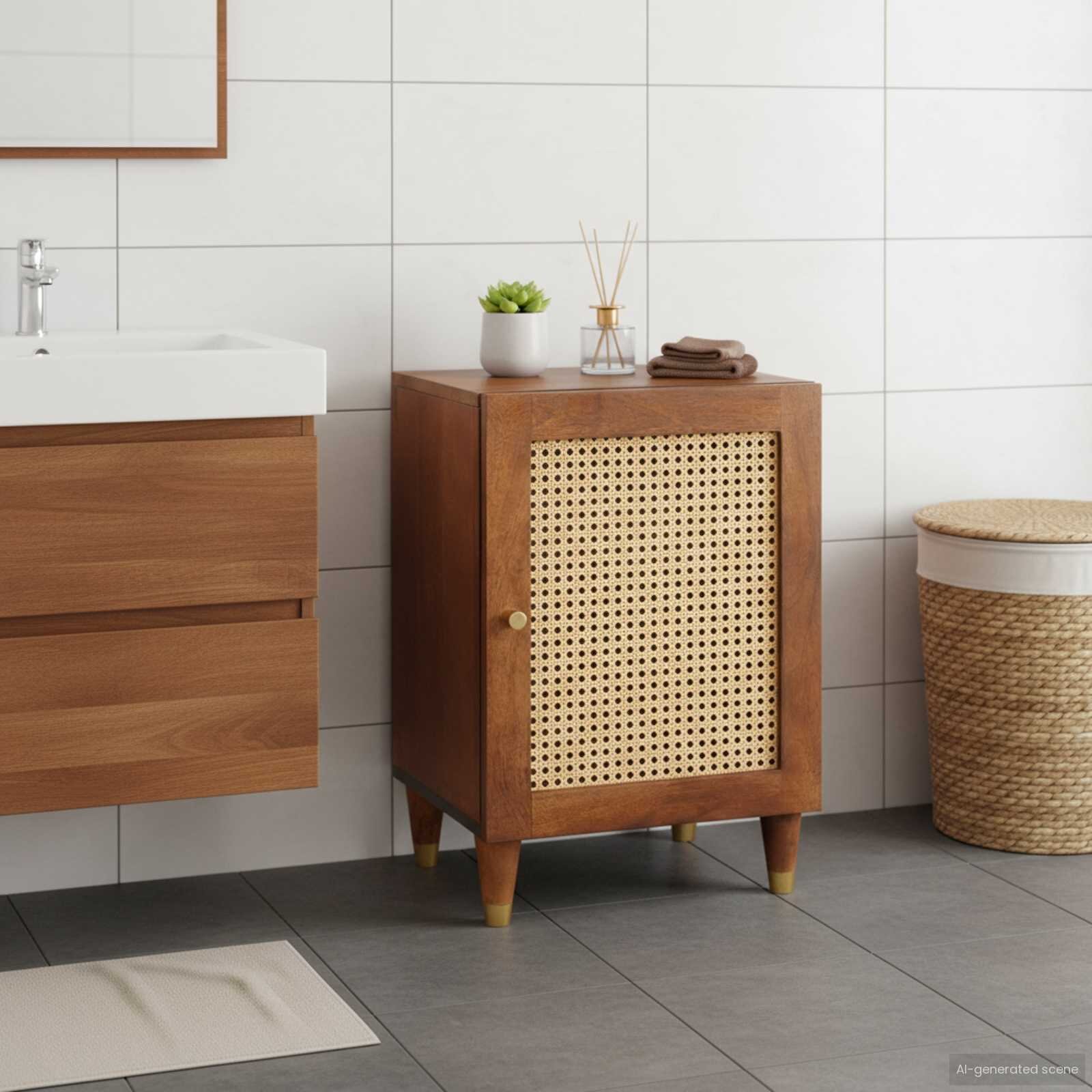 vidaXL Шкаф за баня Кафяво 38 x 335 x 58 см Инженерна дървесина