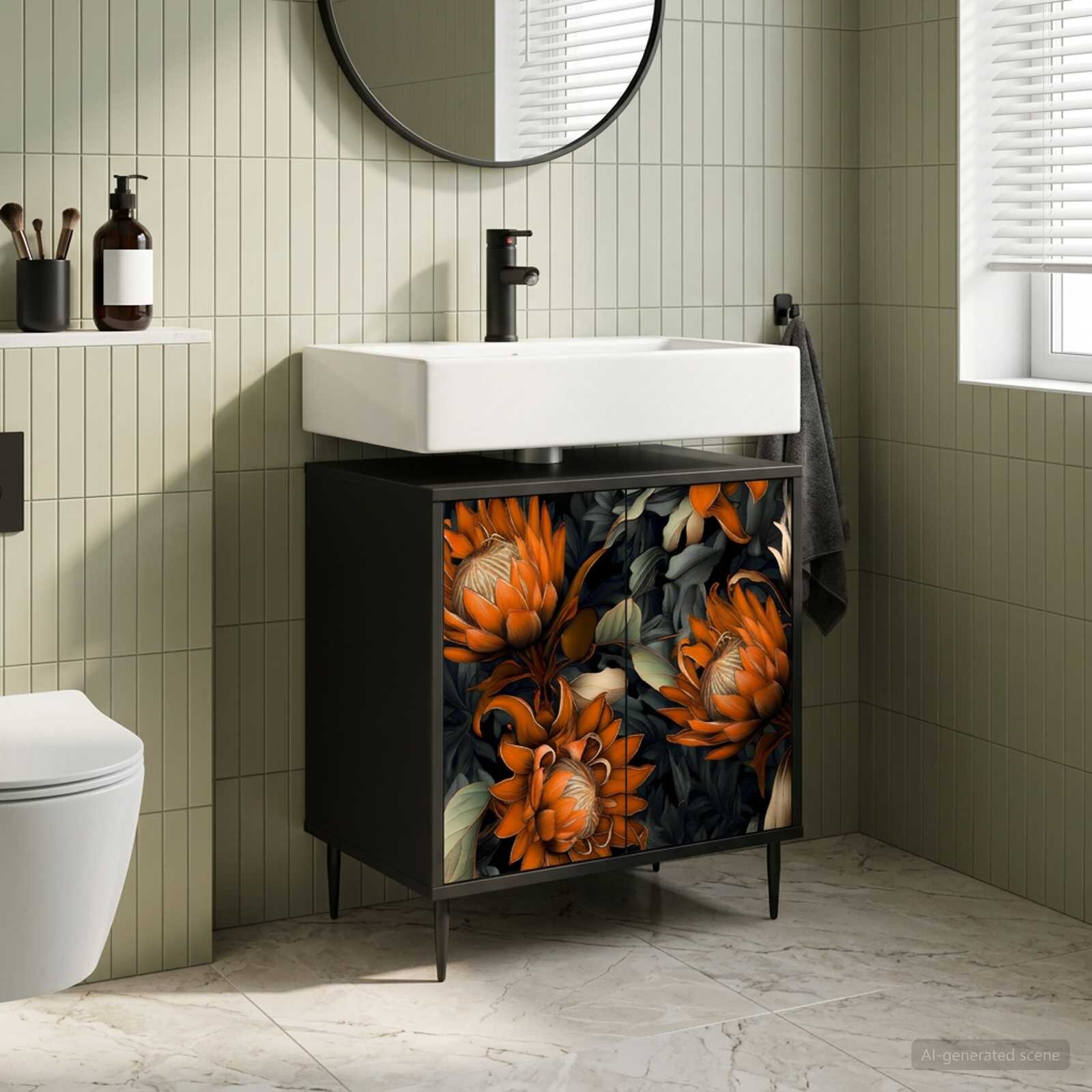 vidaXL Шкаф за баня LOCHEM Черен дъб 60 x 40 x 61 см