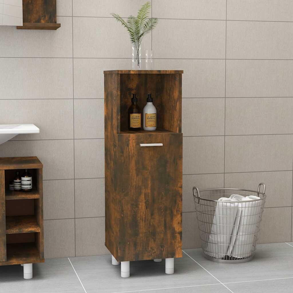 vidaXL Шкаф за баня опушен дъб 30x30x95 см инженерно дърво