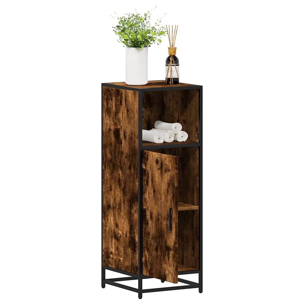 vidaXL Шкаф за баня опушен дъб 35x375x100 cm Инженерна дървесина