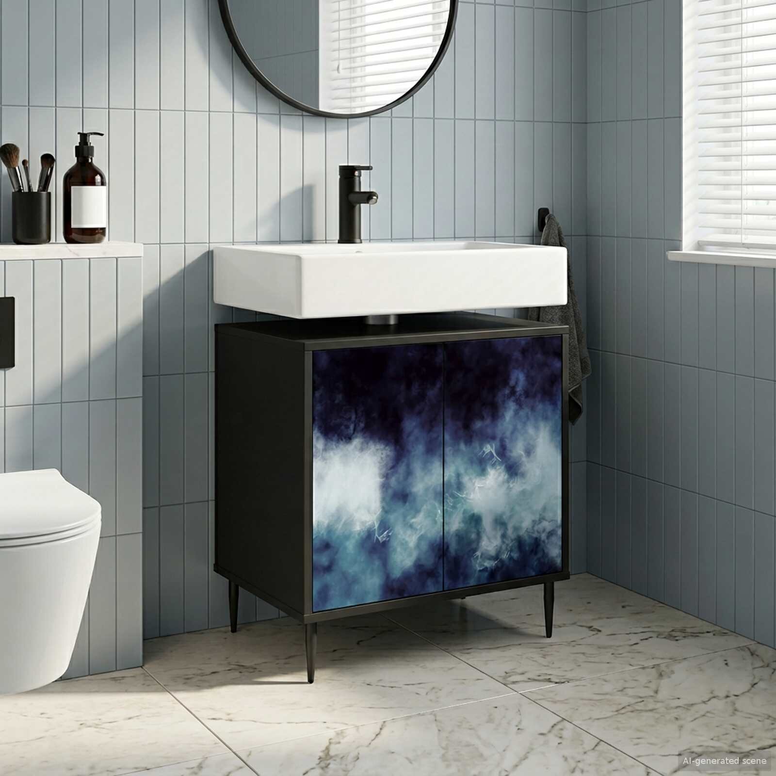 vidaXL Шкаф за баня RAALTE Черен дъб 60 x 40 x 61 см