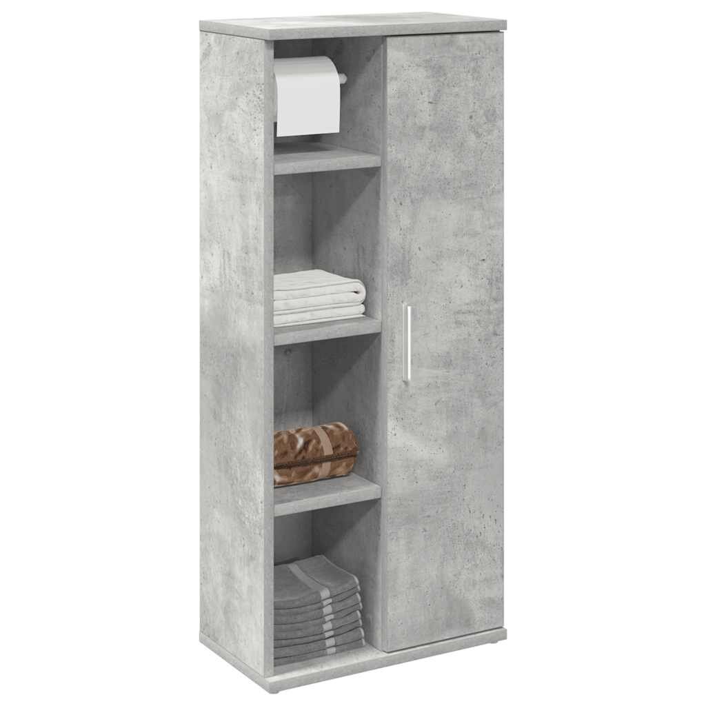 vidaXL Шкаф за баня с държач за ролки бетонно сив 39x22x90 см