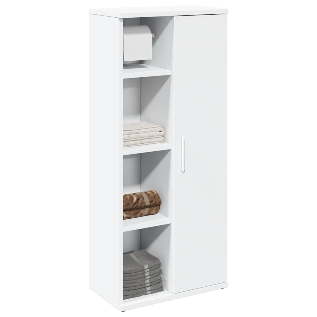 vidaXL Шкаф за баня с държач за ролки бял 39x22x90 см