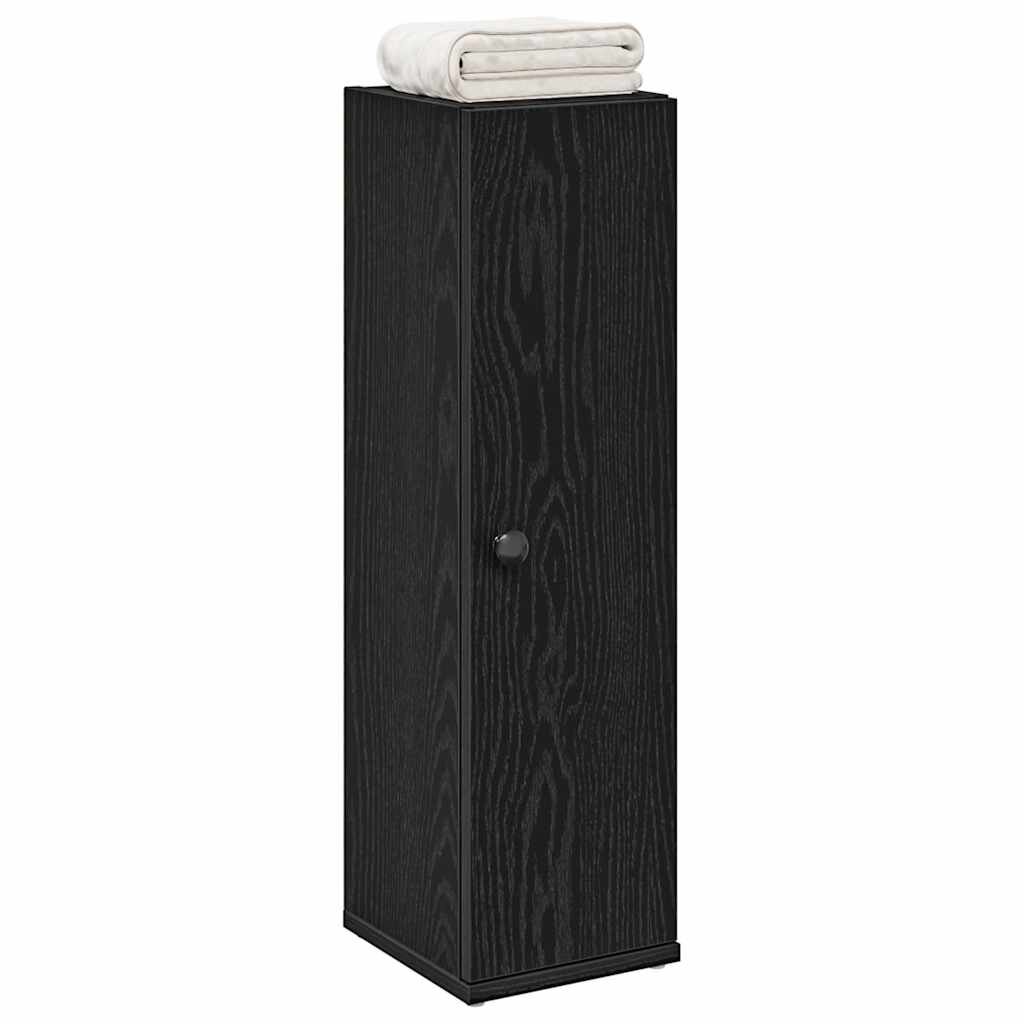 vidaXL Шкаф за баня с държач за ролки черни 205x22x72 см