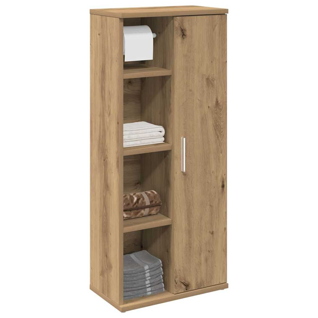 vidaXL Шкаф за баня с държач за ролки дъб артизан 39x22x90 см